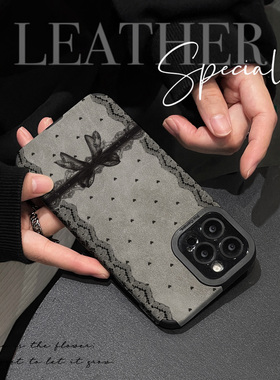 初绽适用华为nova14手机壳13/12/11全包10pro翻毛皮黑爱心蝴蝶结青春情侣15u高档防摔9/7se高级感保护套