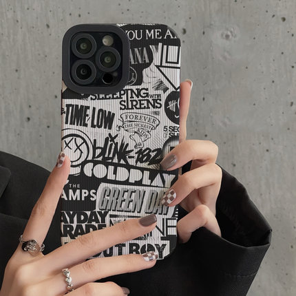 欧美潮牌涂鸦英文适用opporeno8手机壳7PRO防摔RENO6简约防摔全包8pro+个性皮质软RENO5K创意4se软保护套男女