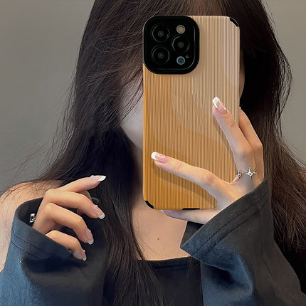 初绽适用opporeno13手机壳12/11/10pro+竖条纹暖色黄色渐变情侣潮全包皮质软壳新款防摔RENO9/8/7青春保护套