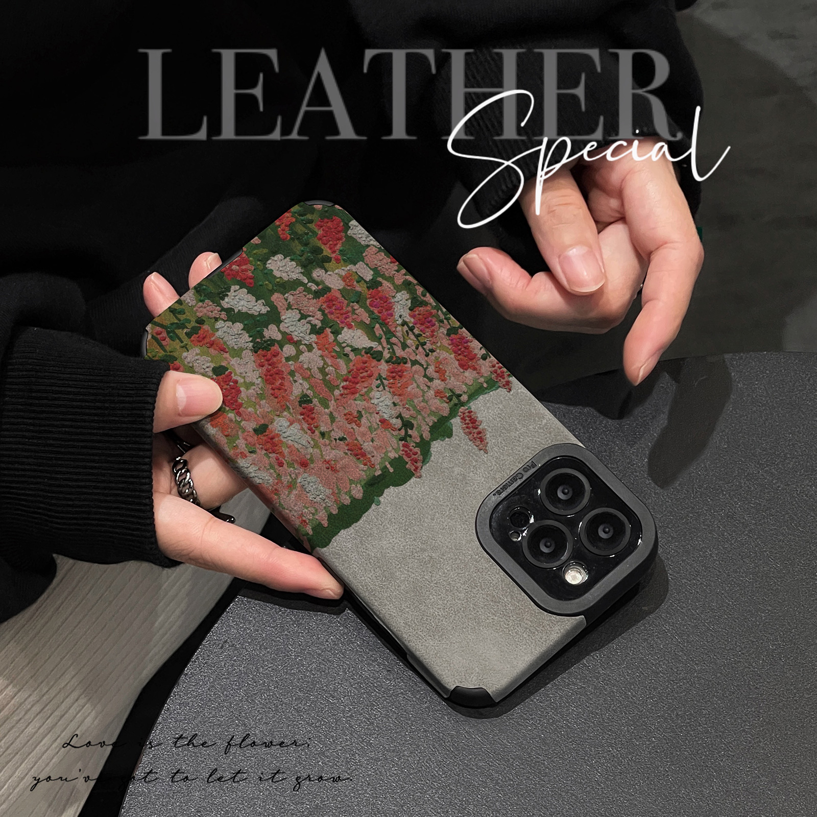 初绽适用华为Nova13手机壳12时尚10青春9Z情侣8SE翻毛皮粉色油画满屏花朵皮质软11全包7个性6女款5pro保护套