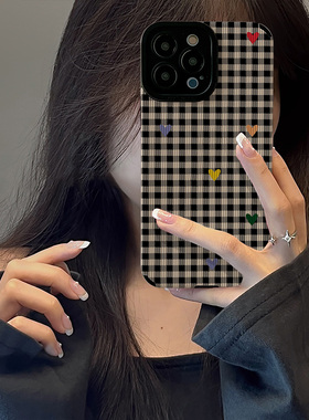 初绽适用华为黑色格子多色爱心NOVA12 11手机壳8女9PRO新款nova10防摔女高级3皮质软7SE小众6保护套nova5简约