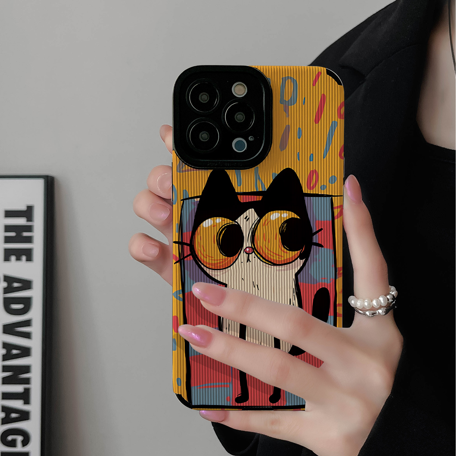 初绽适用红米NOTE14proplus手机壳12时尚10青春9情侣note8pro竖条纹彩色涂鸦猫咪小众皮质软全包时尚潮保护套