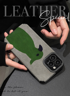 初绽适用小米红米K90promax手机壳k80时尚K70e青春K60潮K50翻毛皮绿色小鸟油画皮质软全包K40防摔高级保护套