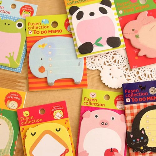 动物便利贴毛毡板配件小学生用便签纸动物贴纸熊猫小猪小猫乌龟大象可爱卡通创意ins留言简约自粘N次帖