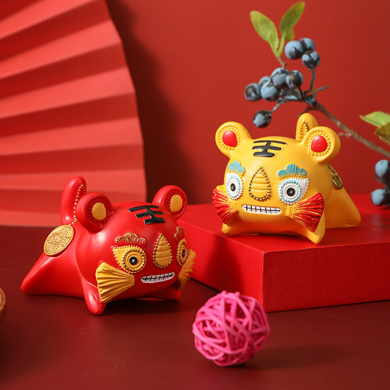 老虎茶宠树脂把玩变色可养茶具配件虎年生肖茶桌精品迷你饰品摆件
