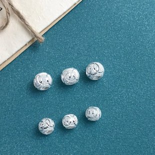 999纯银珠转运珠子磨砂珠散珠红绳手链脚链耳环水晶diy编织材料