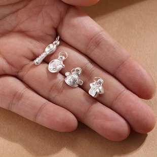 999纯银素银挂件吊坠子勺子足银配件手工DIY手链项链饰品配饰材料