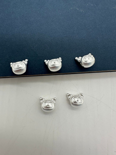 999足银纯银3D硬银库洛米隔珠手串DIY散珠手工的编绳材料配件百搭