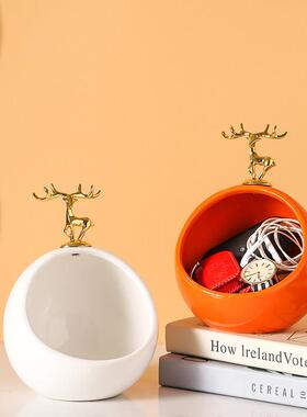 创意放钥匙收纳摆件神器置物架现代轻奢玄关鞋柜入户进门口装饰品