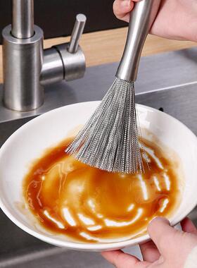 弹簧锅刷304不锈钢加长手柄刷锅工具护锅洗碗清洁钢丝球去污神器