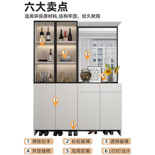 实木入户玄关柜一体客厅进家用阻断柜轻奢玻璃风酒柜屏风储物柜子