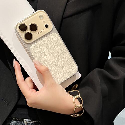 荔枝皮纹大视窗适用iPhone17手机壳全包纯色肤感苹果16防摔保护套