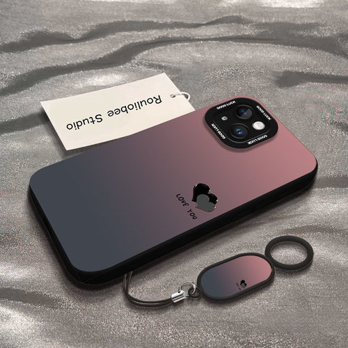 渐变苹果手机壳爱心16promax新款手机iPhone15/14保护套 精致高级