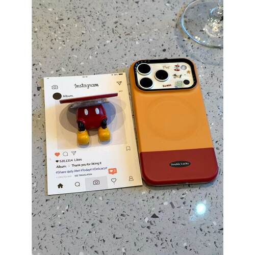 简约可爱撞色米奇屁股磁吸适用于iphone17promax苹果16pr手机壳15