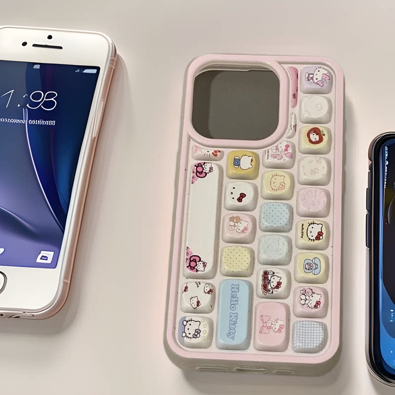可爱键盘kitty适用苹果16手机壳/保护套定制
