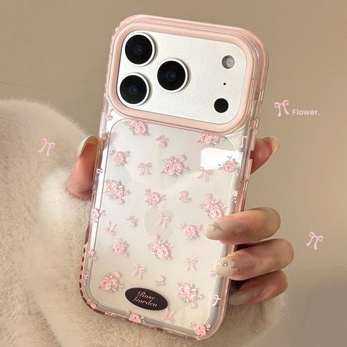 苹果17promax手机壳iphone16韩系粉碎花15全包14透明磁吸13软