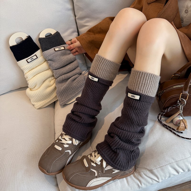 针织堆堆袜套女秋冬保暖护腿套日系jk小腿袜子灰色毛线腿套小腿袜