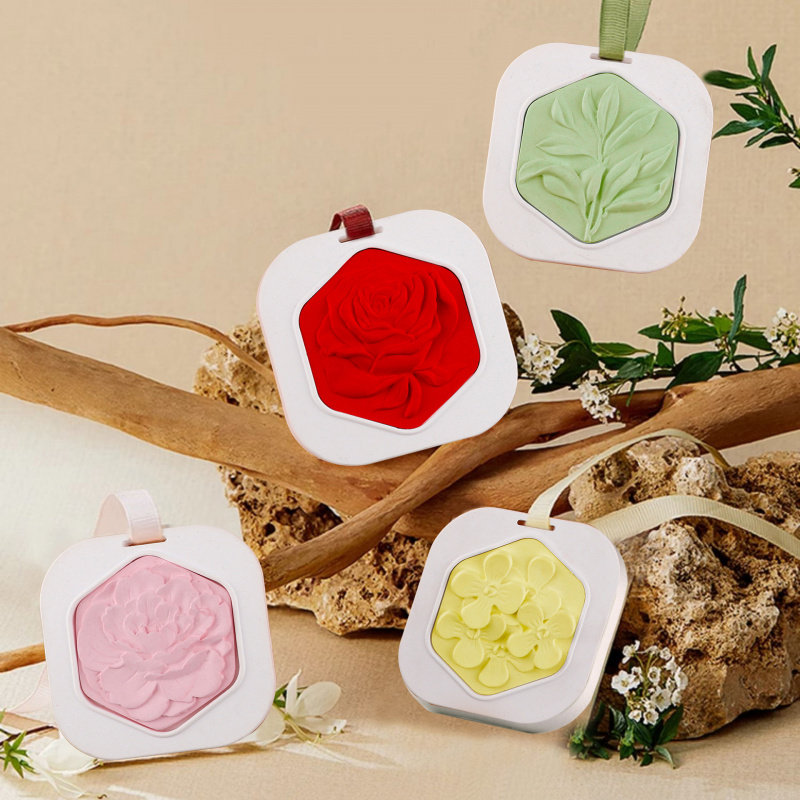 香薰石膏挂牌玫瑰花模具模DIY车载扩香挂件香片牡丹花香牌矽胶模