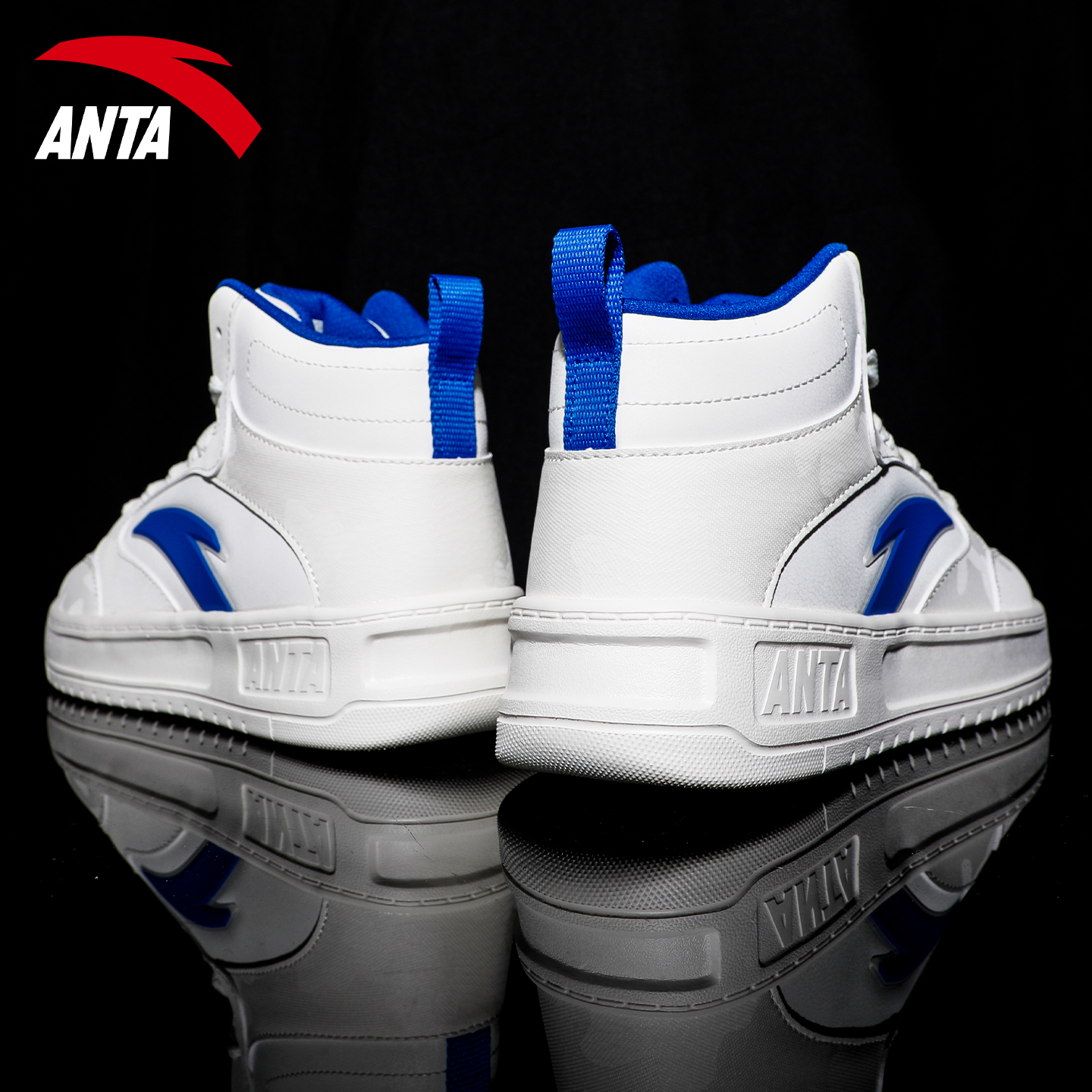 安踏高帮板鞋男鞋青少年皮面潮流