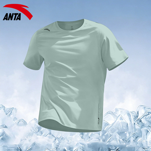 透气冰丝跑步运动服男装 安踏速干短袖 夏季 户外健身篮球体恤衫 男士