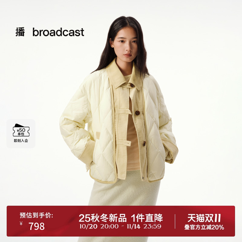 播撞色翻领短款羽绒服女25秋冬新款宽松保暖外套DDS4RD5278