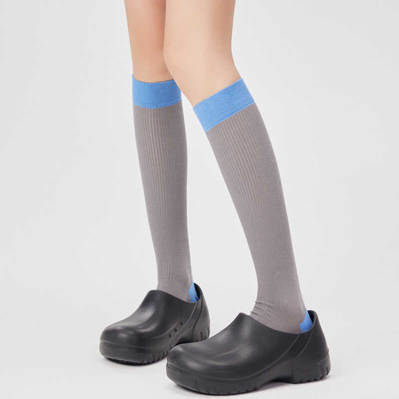 灰色长筒过膝袜子女春夏薄