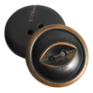 真牛角纽扣做旧火烧焦黄色棉麻服西装复古西服毛呢风衣天然扣子