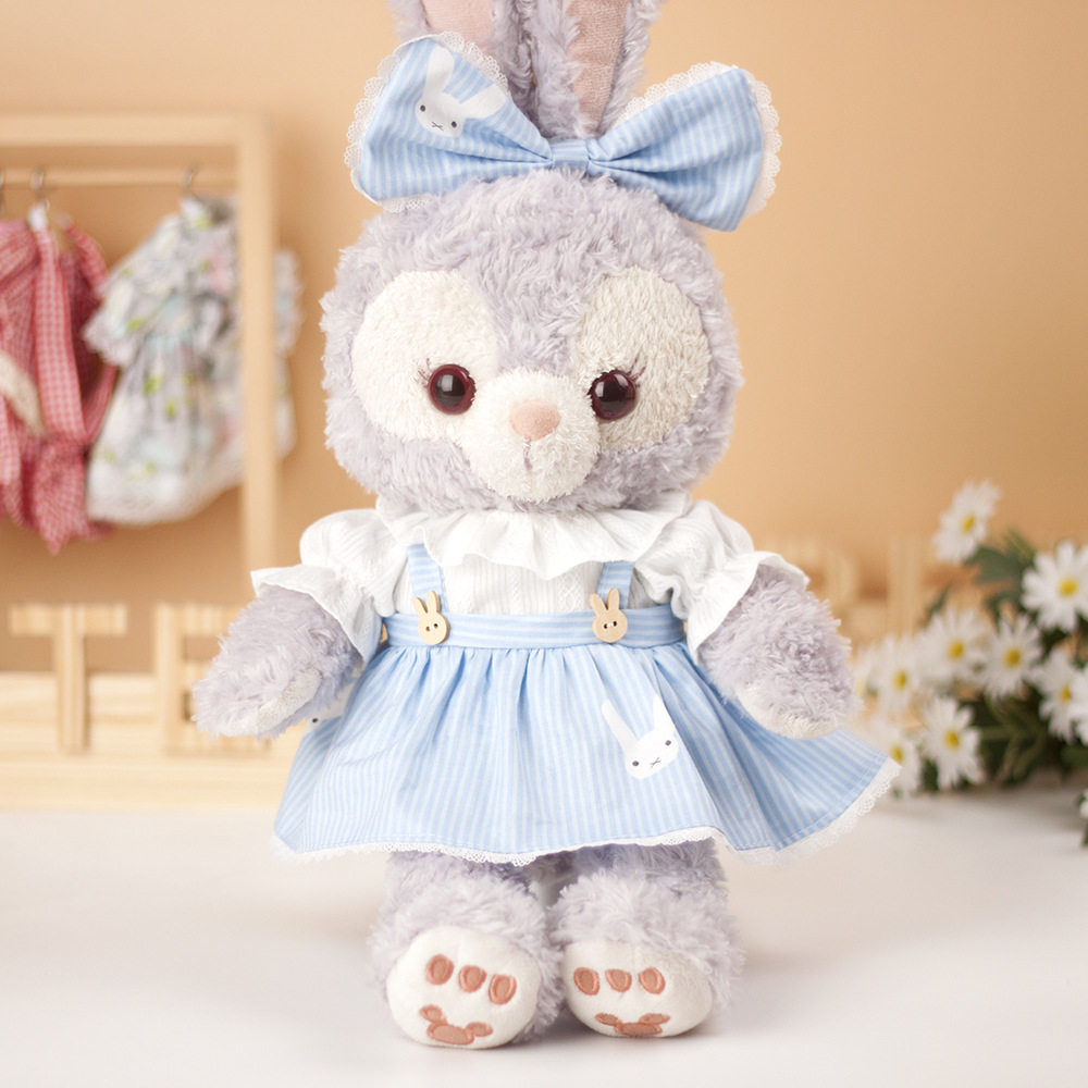 星黛露娃衣50cm兔兔木扣蓝条兔兔背带裙stella芭蕾兔毛绒公仔衣服