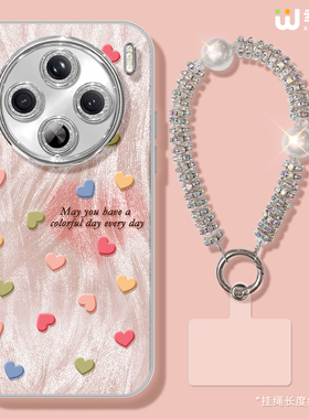 适用vivox300手机壳女款x200s保护套x90pro全包镜头膜x90s防摔x100pro新款x200promini彩色爱心pro硬x60外x80