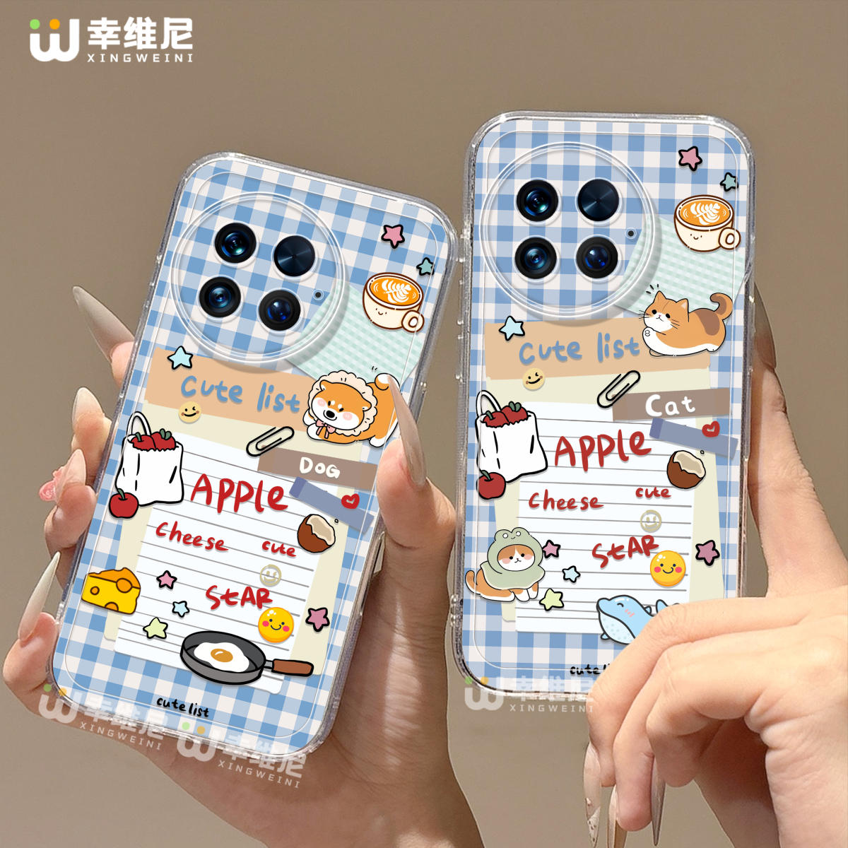 适用一加13手机壳女款1+12保护套硅胶一加11全包ace4防摔8pro透明9rt蓝格子猫ace3新款1+10pro软壳ace5竞速版