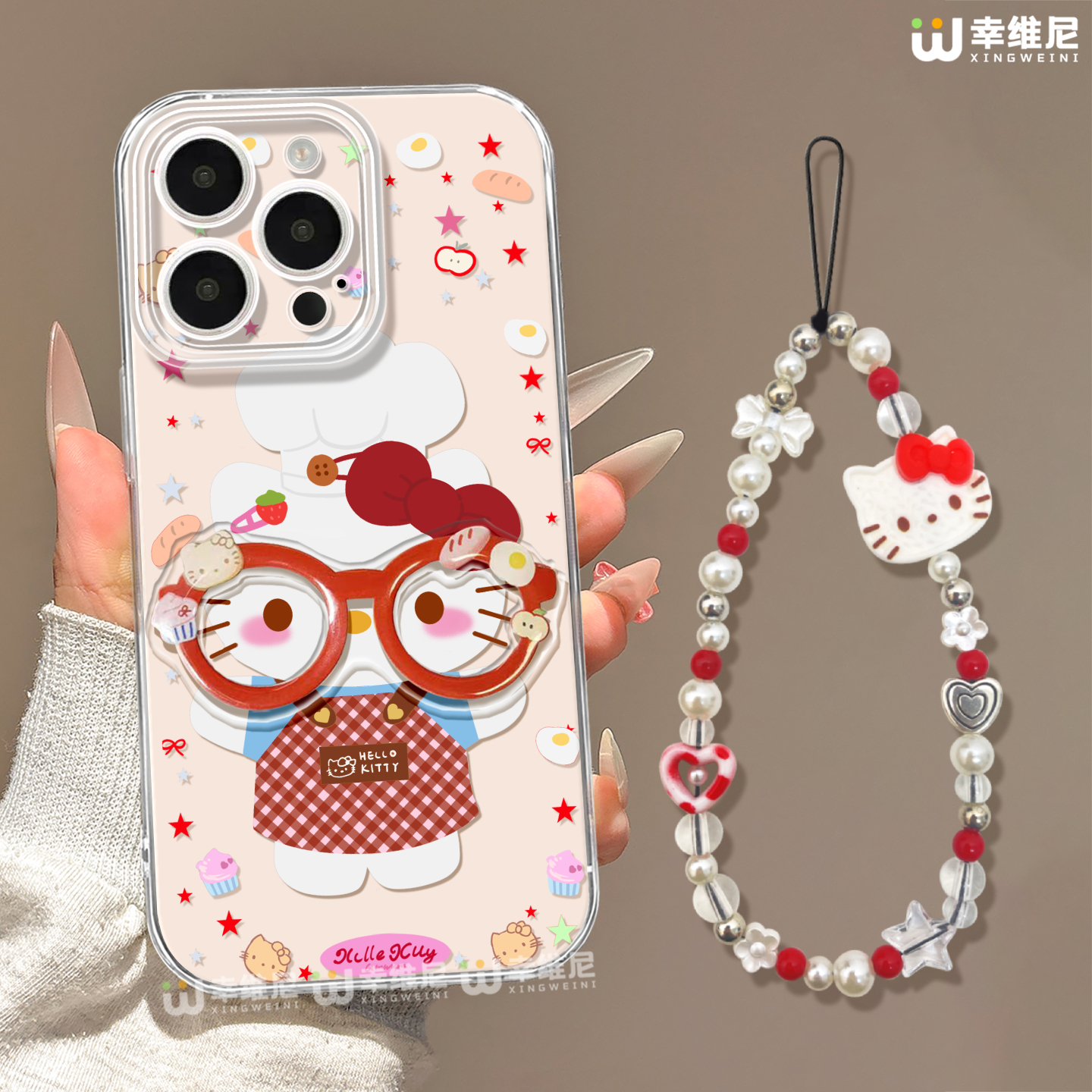 适用苹果17pro手机壳女款iphone16保护套15plus全包14promax防摔11/12/xsmax透明8plus软硅胶13眼镜KT猫17air