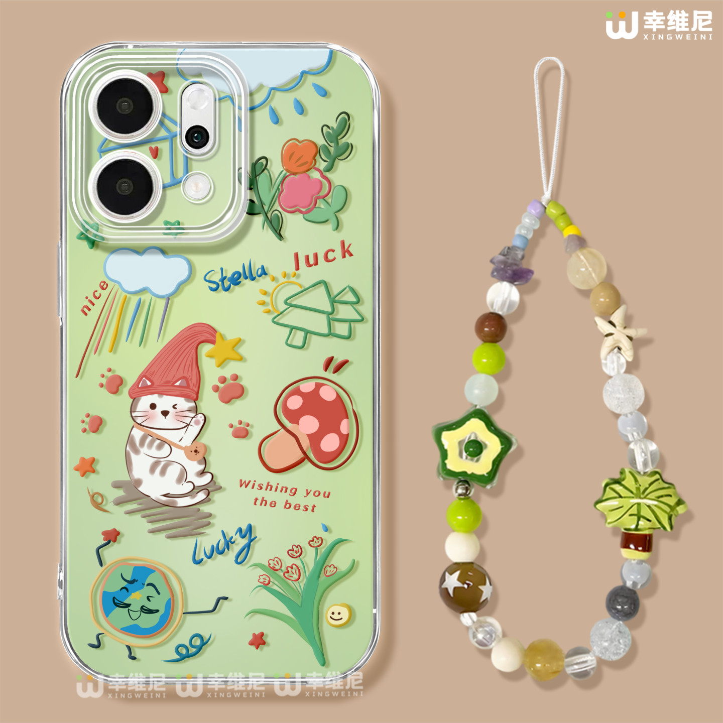 适用opporeno15手机壳女款reno14pro防摔13全包11pro硅胶9/8/6蘑菇小猫reno7se透明oppo软壳5por保护套reno12