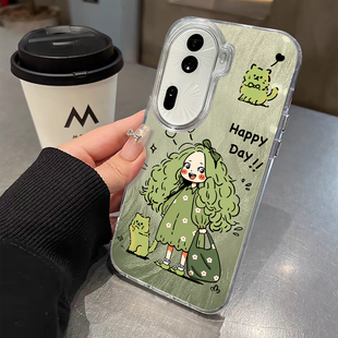 绿色女孩适用opporeno12pro手机壳realme新款 reno11保护套GT5高级findx7防摔r17男a95女x7pro真我findx6外a96