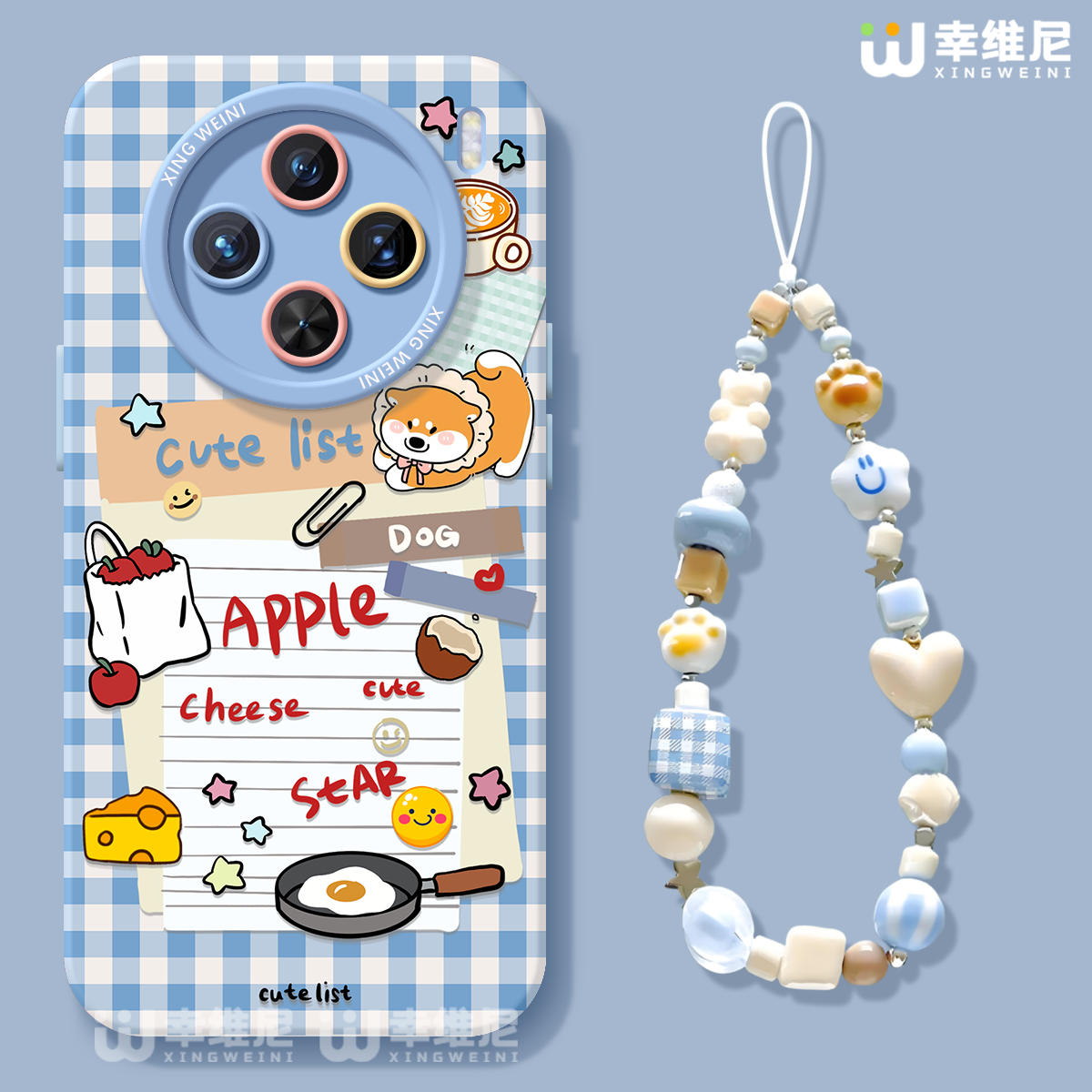 适用vivox300手机壳女款x200s保护套x100pro硅胶x80全包防摔x90pro+新款x200promini格子小狗pro+软x60外x90s