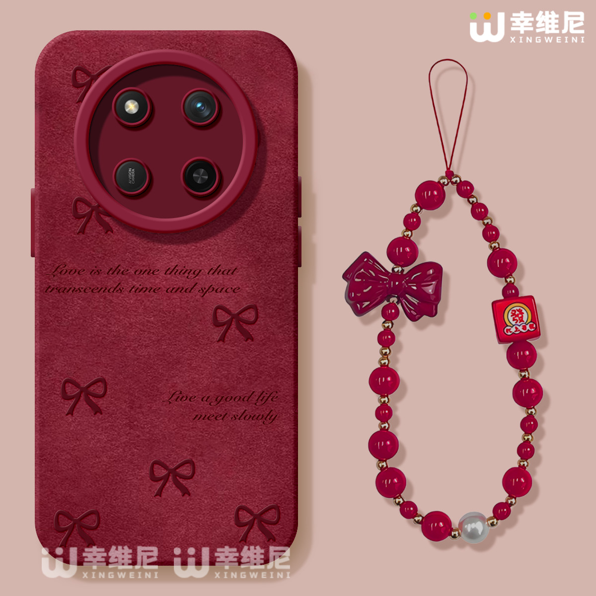 适用荣耀x70手机壳女款x60i保护套v40硅胶x40gt全包防摔50华为X50GT新款x70i好看外壳v30红蝴蝶结x50i软壳x30