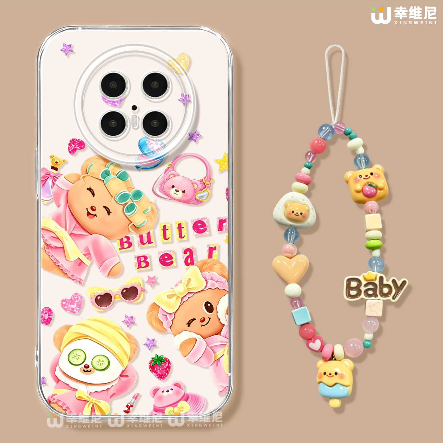 适用华为mate80promax手机壳女款mate70pro防摔30pro硅胶60pro+全包黄油小熊40por软壳60RS透明meta50e保护套