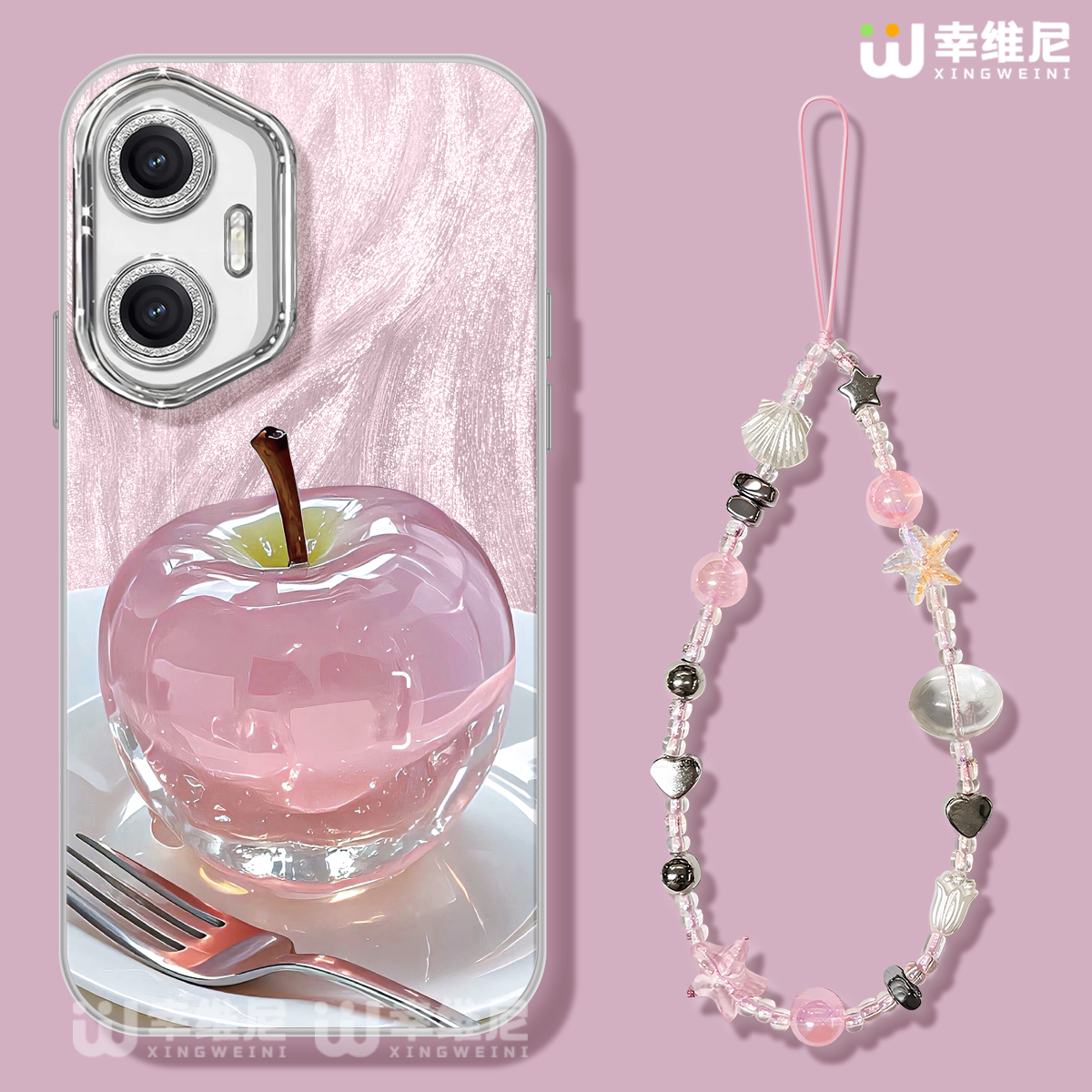 ins风适用荣耀400手机壳300pro女款200保护套100防摔50GT全包镜头膜60/70pro高级300Ultra粉色苹果80pro90pro