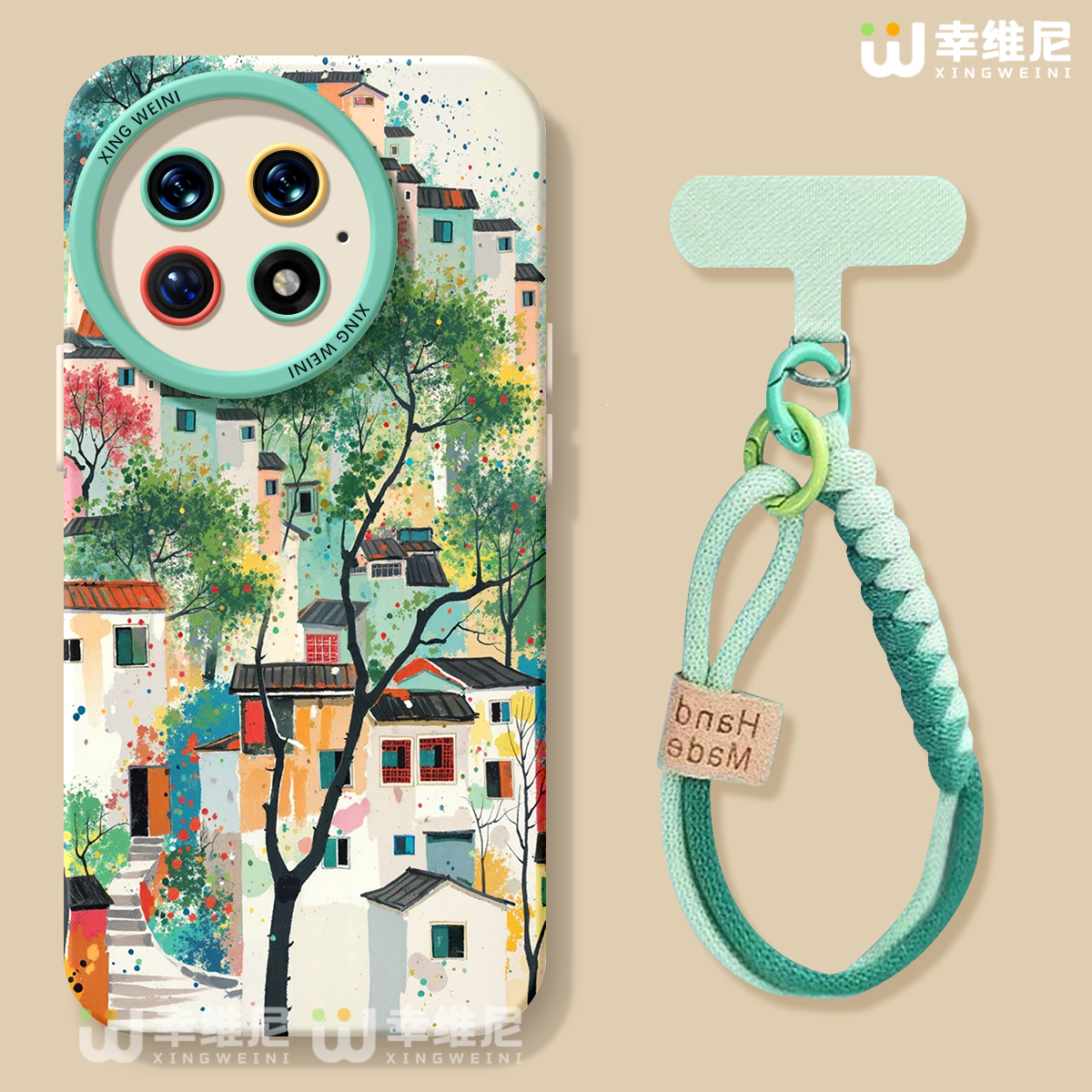 适用一加Ace5手机壳女款1+12保护套硅胶一加15全包13T防摔9pro外壳9rt水彩小镇ace6新款1+10pro软壳ace竞速版