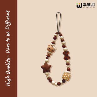 美拉德色系小猫kt手机挂链轻奢小众精致高级感挂手腕2026新款女士手机链绳氛围感超好看独特高端适用苹果挂绳