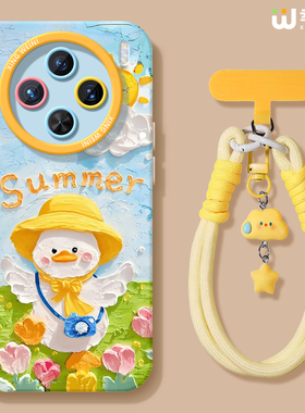 适用vivox300手机壳女款x200s保护套x100pro硅胶x80全包防摔x90pro+新款x200promini油画黄鸭pro+软x60外x90s