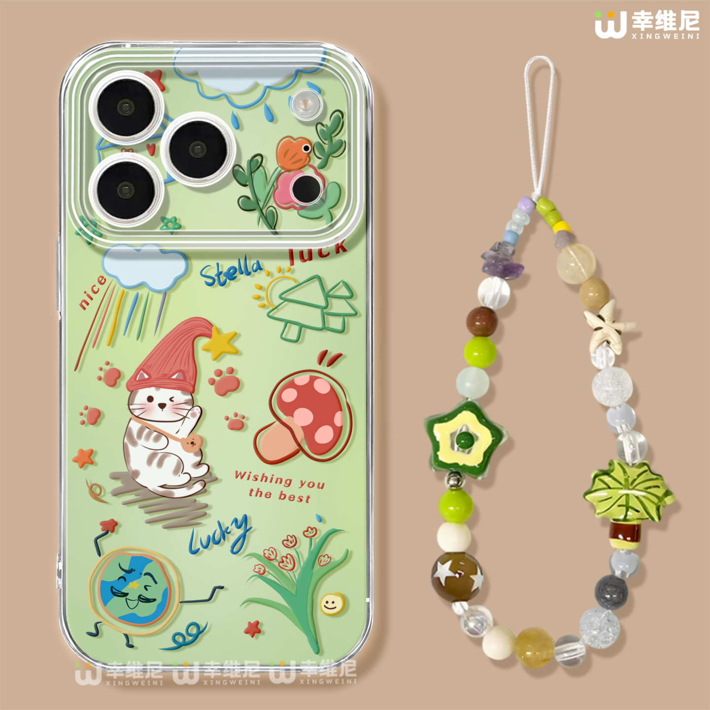 适用苹果17promax手机壳女款iphone16防摔15plus全包14pro蘑菇小猫11/12/xsmax透明8plus软硅胶13保护套17air