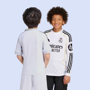 25-26皇马童装球衣儿童学生长袖短袖套装青少年10号姆巴佩足球服