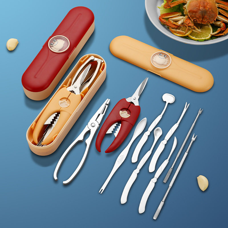 吃蟹工具蟹八件304不锈钢蟹钳夹剥螃蟹专用神器家用开大闸蟹套装