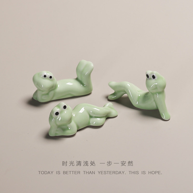 陶瓷实心青蛙筷架日式杂货文创桌面园艺盆景装饰动物摆件送礼萌宠,餐饮具,筷子架,淘宝优惠券,粉丝福利购,淘宝优惠卷