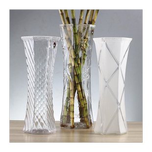 大号客厅玻璃花瓶富贵竹透明40cm高50厘米插花 特大号落地