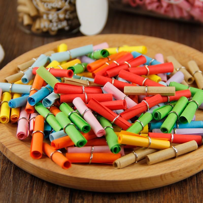 包邮漂流瓶彩色迷你许愿小纸卷纸条告白情书游戏抽签祝福银圈纸条