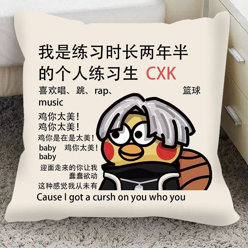 蔡徐坤抱枕鸡你太美黑子抱枕ikun卡通q版宿舍学生生日礼物床头枕