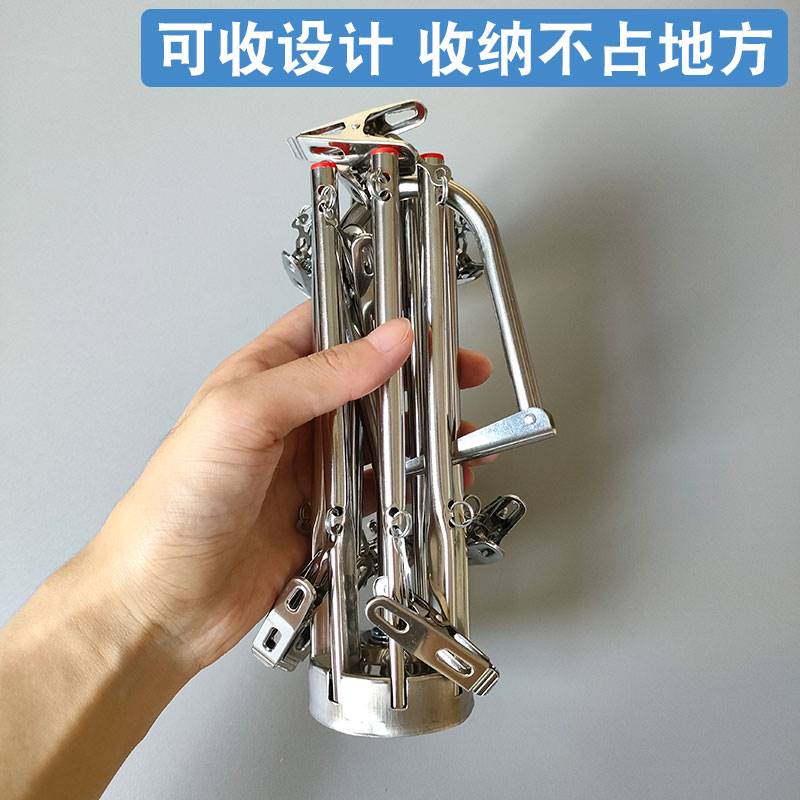 不锈钢晒袜子圆盘晾衣架多夹子内衣挂夹防风可收缩多功能衣架家用