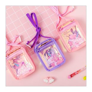 加厚卡套小学生流沙公交卡包校讯通卡镭射创意零钱袋挂脖儿童