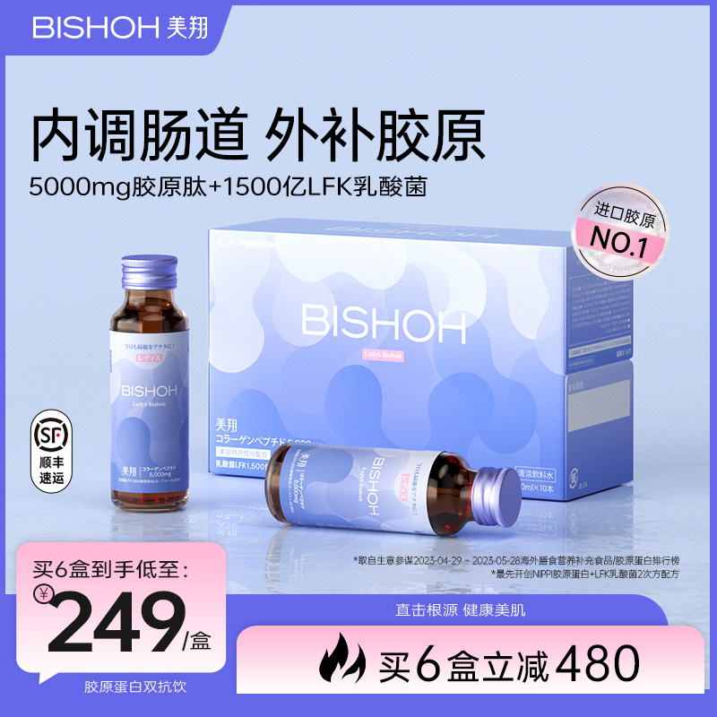 Bishoh美翔胶原蛋白肽液态饮旗舰店正品小分子肽LFK乳酸菌口服液-封面